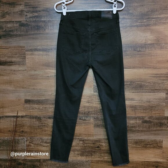 Madewell Jeans 26 Button Fly 10" Hi Rise Skinny Tummy Control Black Wash Denim - Picture 2 of 11
